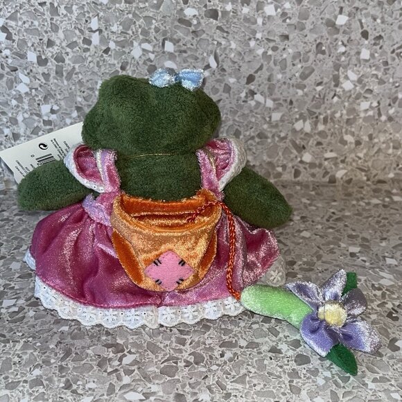 Gund Sweet Peas Ribbirta 60033 Small Plush Frog Flower in Backpack with Tag Toy - Picture 4 of 16